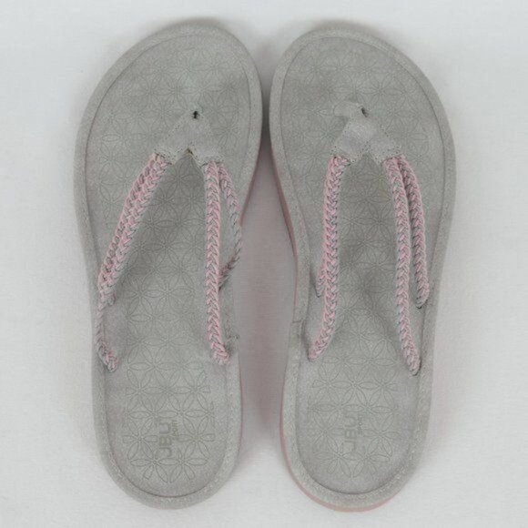 JBU Sport Key West Women's Size 9 Gray & Pink Vegan Leather Flip Flop Sandals - Picture 5 of 11